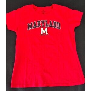 Maryland Terrapins Short Sleeve Fanatics T-Shirt Women's Medium Red 100% Cotton